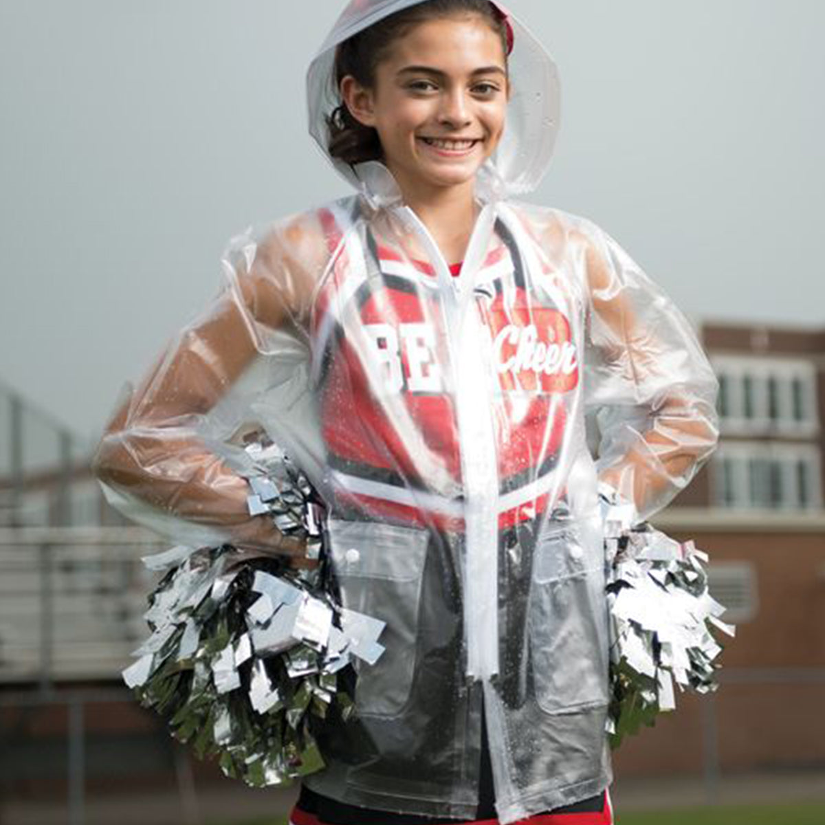 Chaqueta impermeable de vinilo transparente